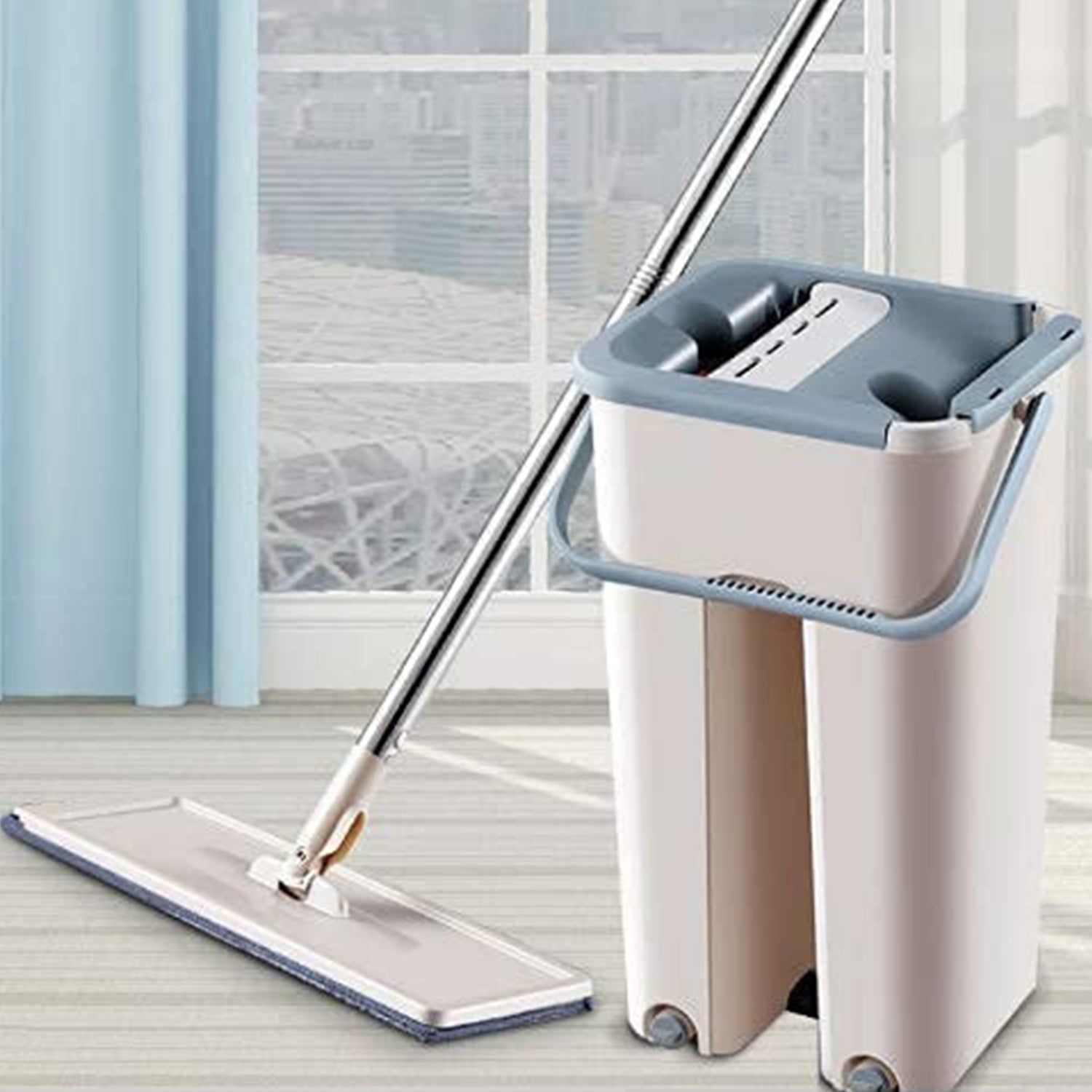 Scratch Cleaning MOP with 2 in 1 SELF Clean WASH Dry Hands Free Flat Mop - Springkart 