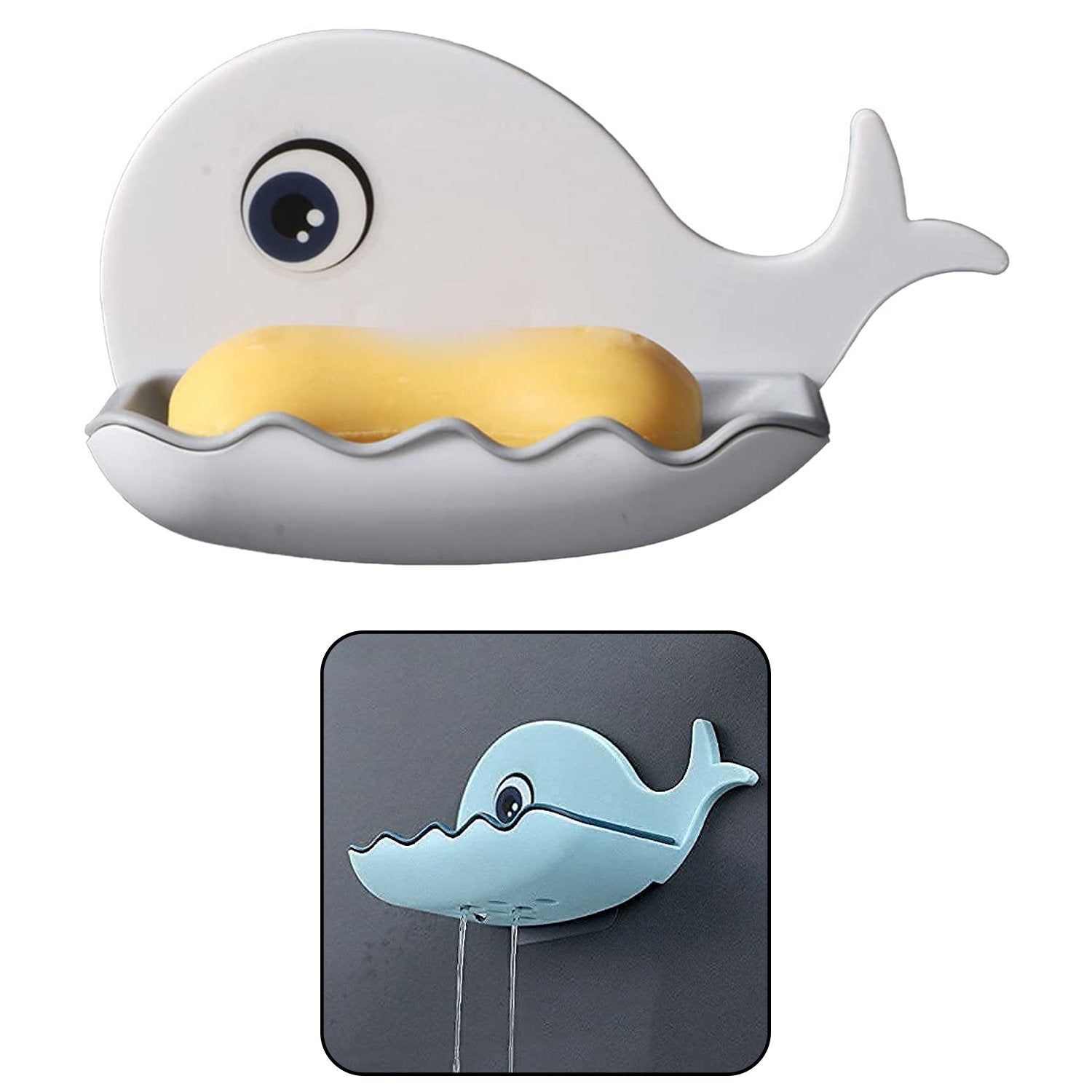 Fish Shape Double Layer Adhesive Waterproof Wall Mounted Soap Bar Holder Stand Rack for Bathroom Shower Wall Kitchen - Springkart 