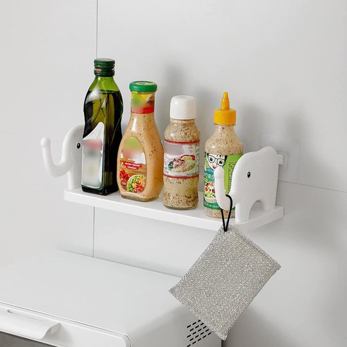 MULTIFUNCTIONAL ELEPHANT SHAPED STORAGE SHELF, NO PUNCHING WALL MOUNTED MINI STORAGE RACK, CREATIVE CUTE ELEPHANT SHELF ORGANIZER FOR KITCHEN BATHROOM BEDROOM STUDY - Springkart 