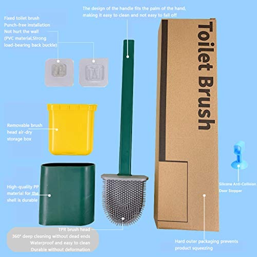 Silicone Toilet Brush with Holder Stand for Bathroom Cleaning - Springkart 