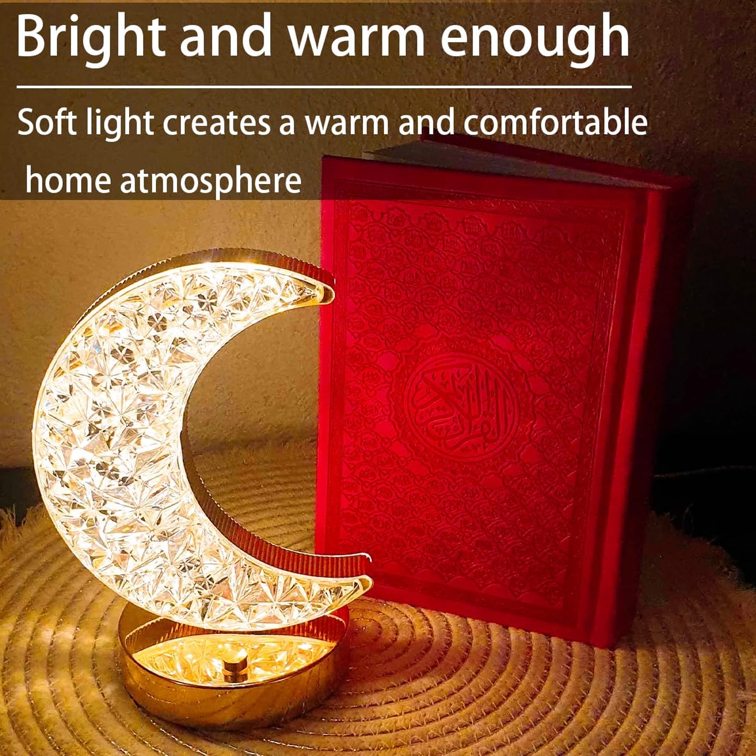 Crystal Table Lamp | Moon Shape Touch Control Lamp with 3 Color | Metal Bedside Lamp for Kids Bedroom Romantic Desktop Nightstand | Stepless Dimming USB Charging Touch Night Light - Springkart 