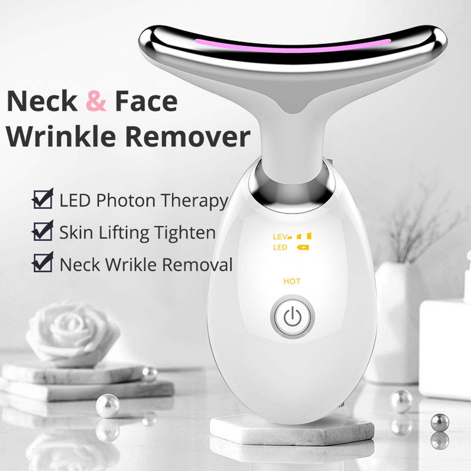 Electric Face Massager Wrinkle Remover LED Photon Face Beauty Device (1 Pc) - Springkart 