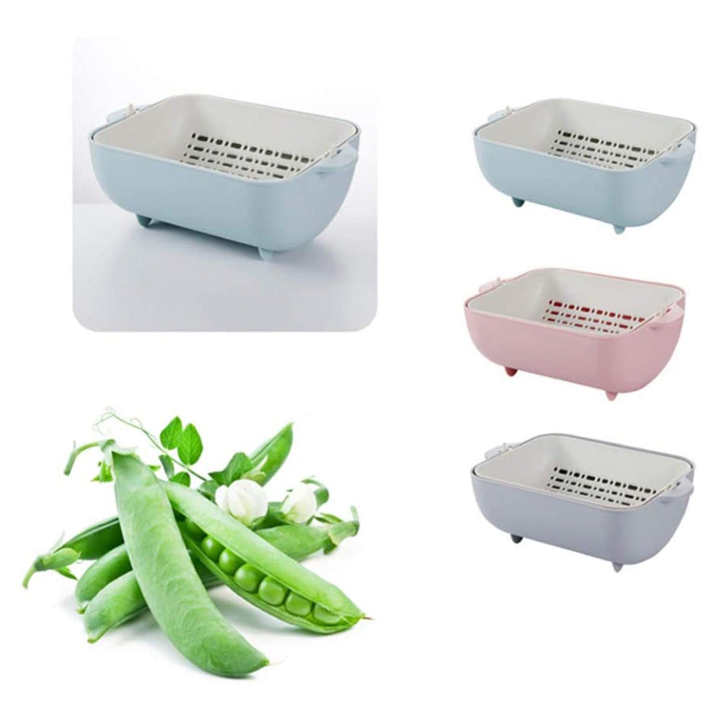 Multifunctional BPA Free Double Layered Plastic Rotatable Strainer Basket (Multicolor) - Springkart 