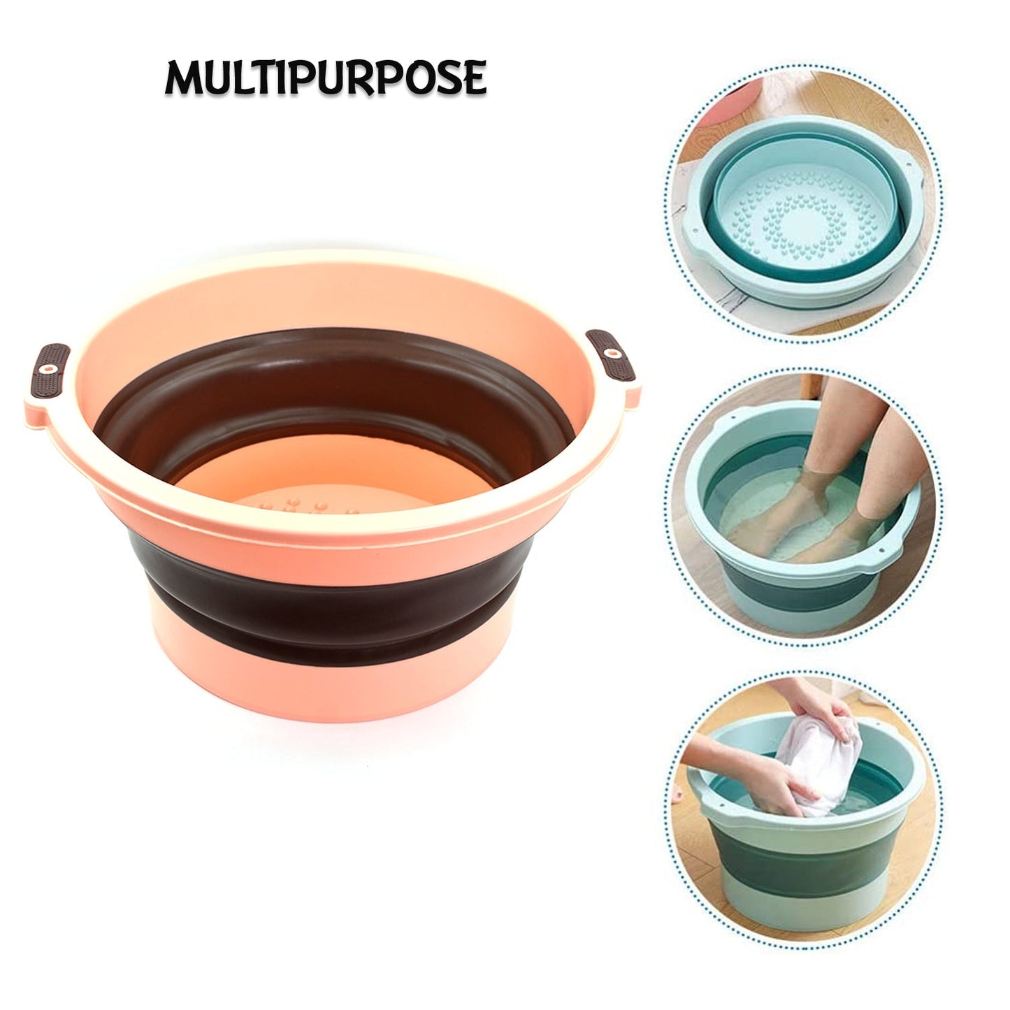 Multi-Purpose Portable Collapsible Folding Tub, with Hanging Hole & Save Storage Space, Also use for Foot Spa. - Springkart 
