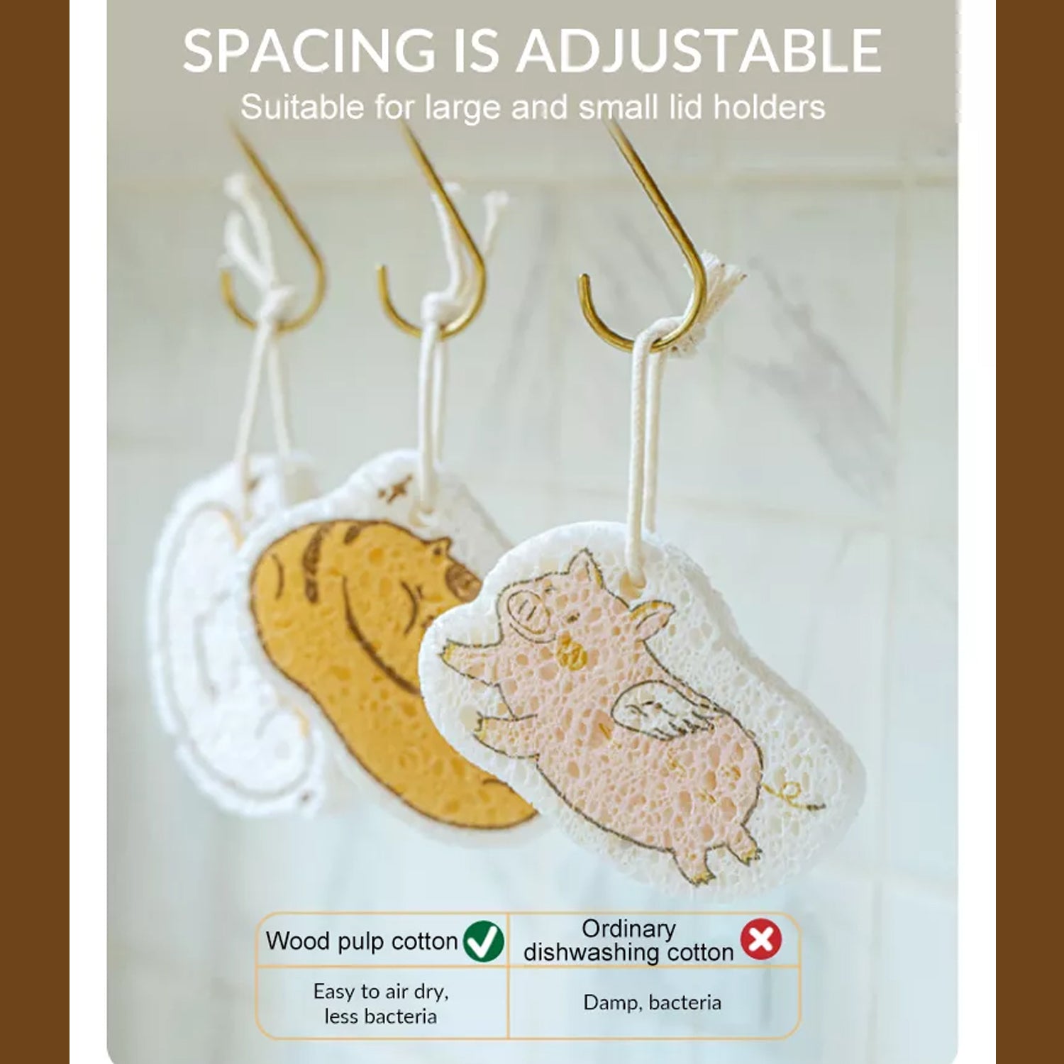 Compressed Wood Pulp Sponge. Creative Cartoon Design Scouring Pad Dishwashing Absorbing Pad. Kitchen Cleaning Tool. - Springkart 