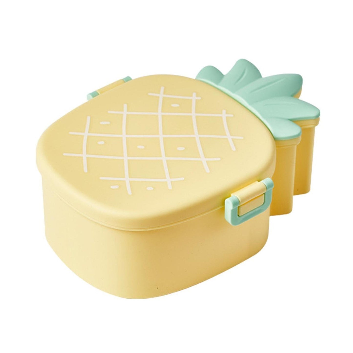 Kids Lunch Box Cute Pineapple Shaped Bento Box with Fork Spoon Snack Container Microwave Portable Office Lunch Box (1 Pc / With Spoon, Fork & Color Box) - Springkart 