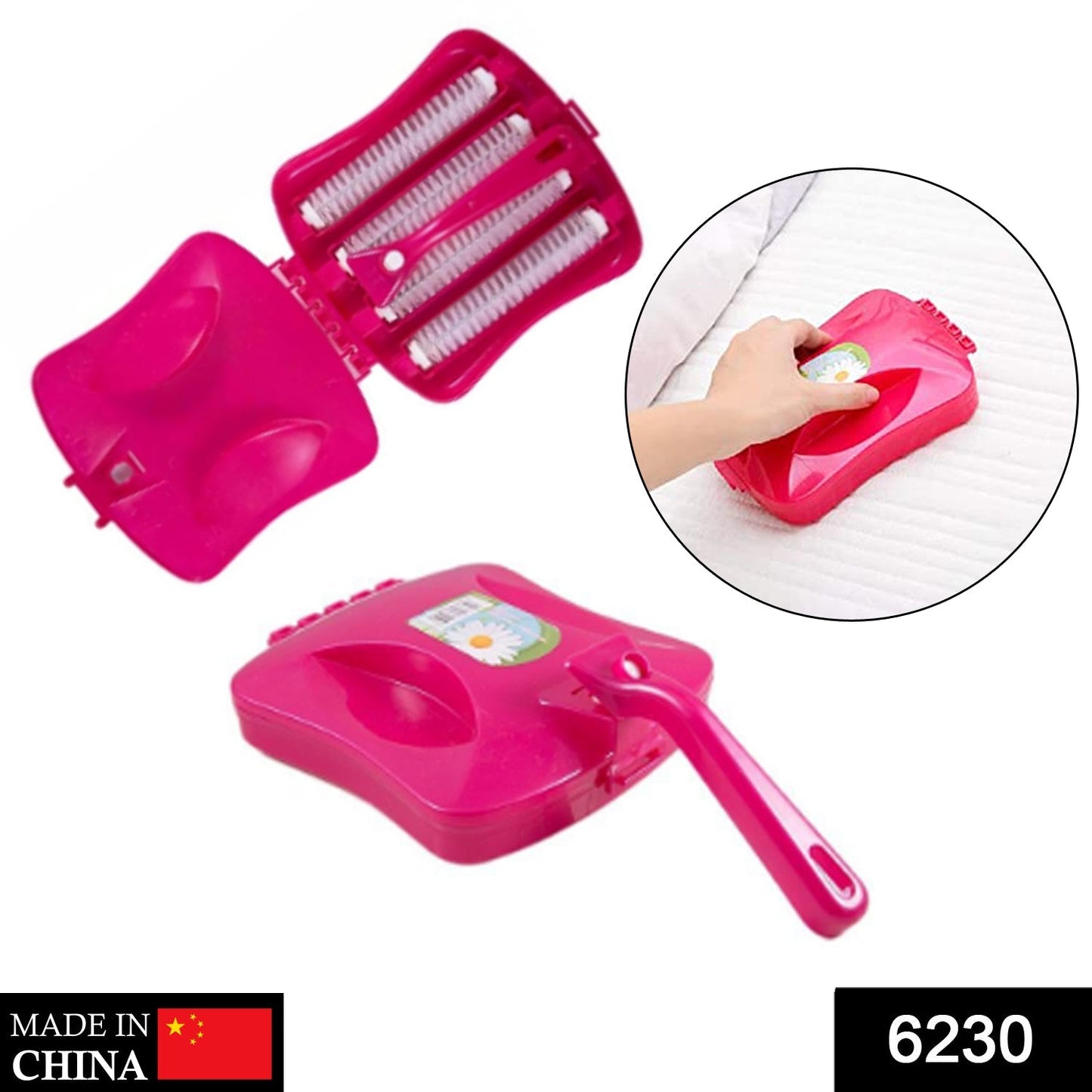 Plastic Handheld Carpet Roller Brush Cleaning with Dust Crumb Collector, Wet, and Dry Brush - Springkart 