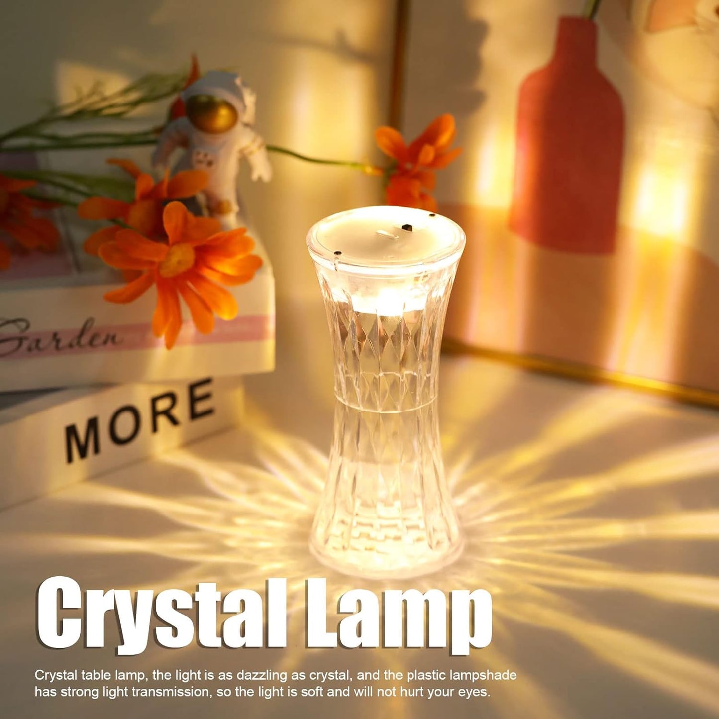 Crystal Lamp, Universal Night Light, Soft Lighting, Eye Protection for Nursery, Study, Bedroom Transparent Crystal Table Soft Lighting Multipurpose for Hotel for Office for Children's Room (12Pc MOQ) - Springkart 