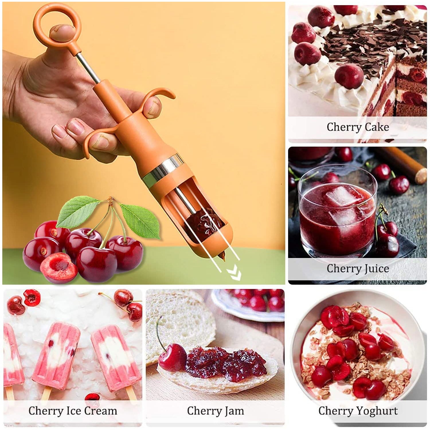 Cherry Pitter Tool, One Hand Operation Cherry Corer Pitter Remover Tool Best, Cherry Pit Kitchen Tools for Cherries Jam Quick Removal Fruit Stones (1pc). - Springkart 