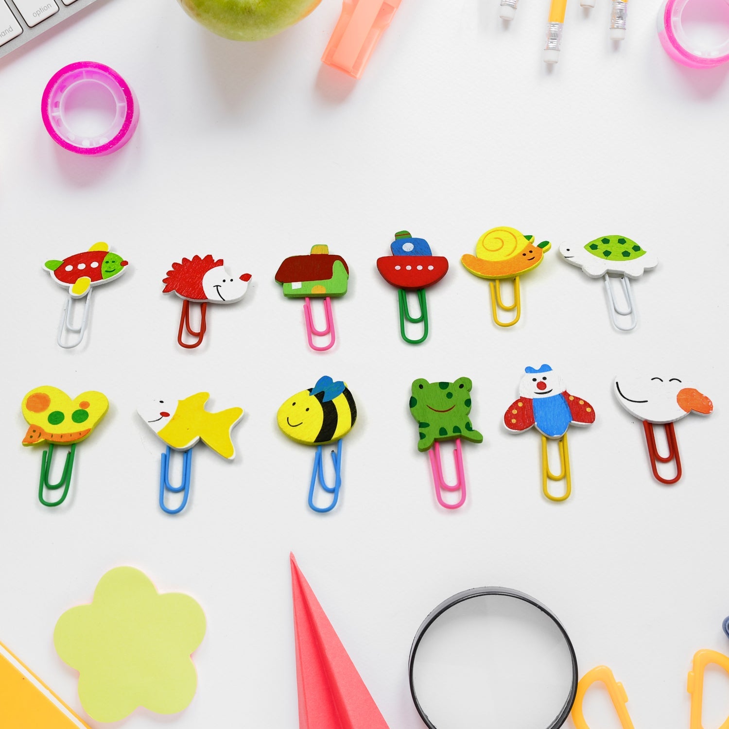 Multifunction Cartoon Paper Clips, Durable & Rustproof, Colored Paper Clips for Paperwork, DIY Work, classify Documents, Bookmark, Snacks Bag Clips, Suitable for Home, School, Office (12 Pcs Set) - Springkart 