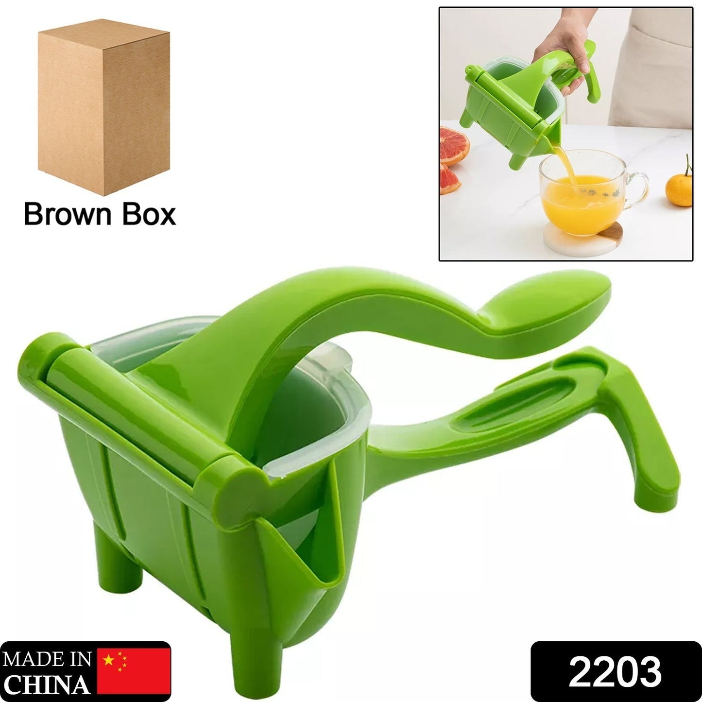 Manual Plastic Fruit Juicer, Hand Press Lemon Squeezer Hand Juicer Citrus Press Juicer Fruit Extractor Tool for Orange, Limes, Lemon ( Brown Box ) - Springkart 