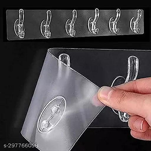 Sticker Multi-Purpose 6 Hook for Hanging Strong Heavy Duty Sticky Hooks - Springkart 