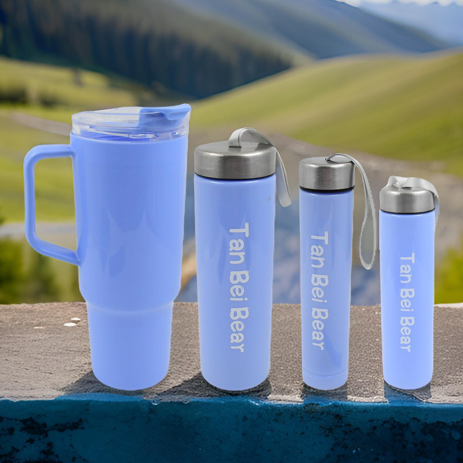 Plastic Water Bottle 3 Different Size Bottle 1 Pc Tumbler With Straw (4 Pc Set) - Springkart 