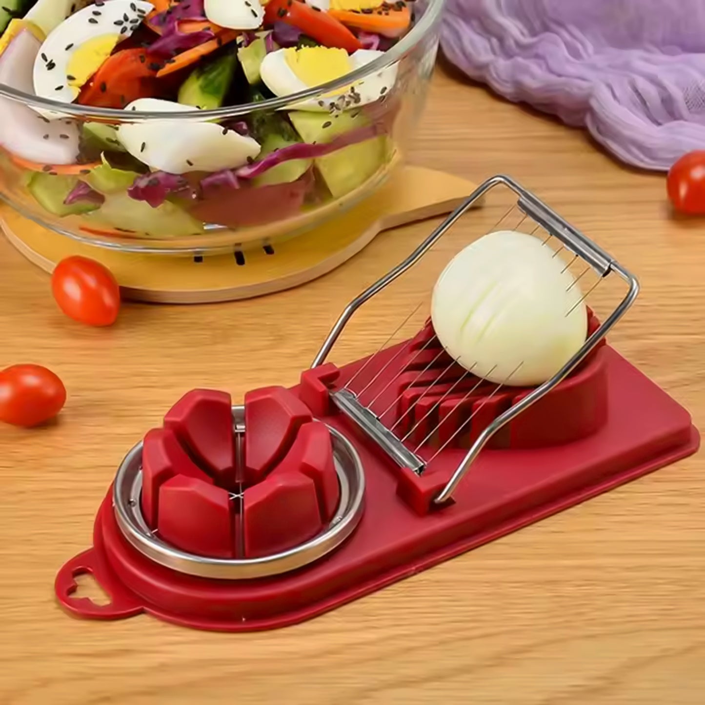 2 In 1 Egg Slicer Egg Cutter For Hard Boiled Eggs (1 Pc) - Springkart 
