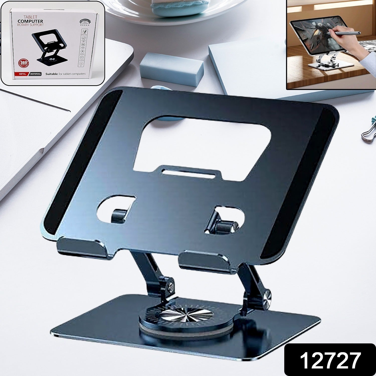 Aluminum Alloy 360°Rotating Bracket, Adjustable Laptop Stand, Portable Foldable Ergonomic Laptop Support - Springkart 