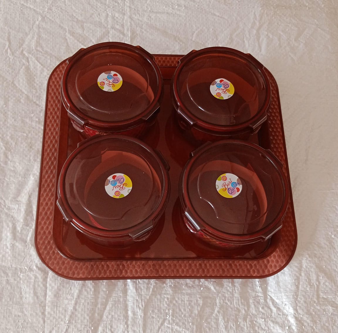 Elegance Tray, Plastic Airtight 4 Pieces Storage Container and 1 Piece Serving Tray with Lids - Springkart 