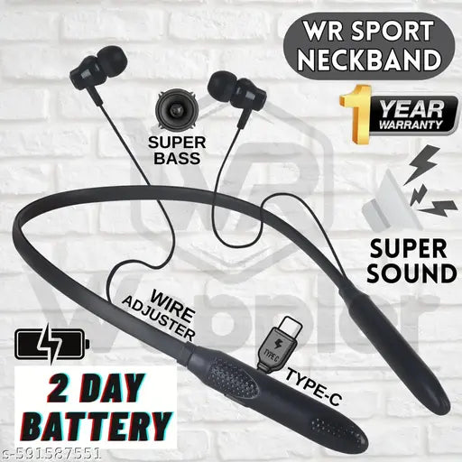 BT SPORTS Bluetooth Earphones Wireless Neckband | BT Sport Headset with Mic | 15H Playtime, Adjustable Fit, High Bass & Durable Braided Cable