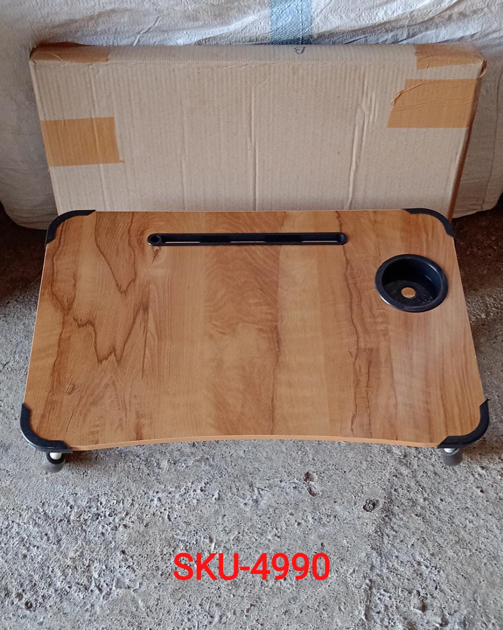Laptop Table Foldable Portable Notebook Bed Lap Desk Tray Stand Reading Holder with Coffee Cup Slot for Breakfast, Reading & Movie Watching. - Springkart 