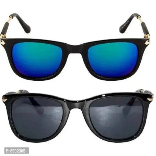 Latest Arzonai Unisex Combo of 2 Wayfarer Sunglasses for Men and Women (Blue and Black)