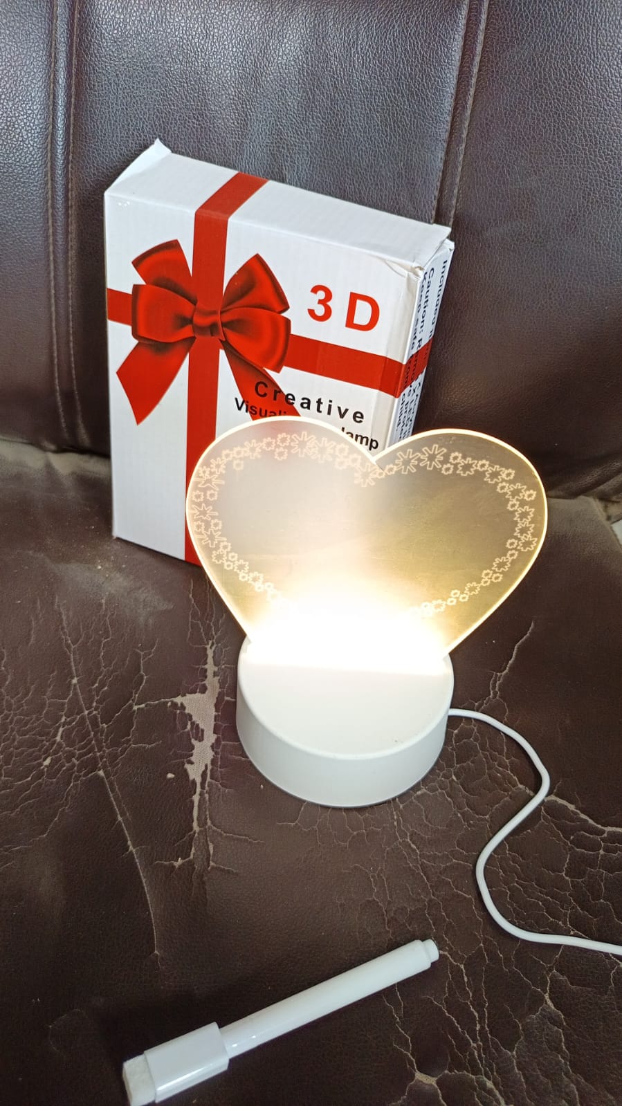 Creative Visualization Lamp 3 D Acrylic Decorative Lamp for Creative Keeps Notes Drawing Table Lamp for Home Decor / Bedroom / Gift / Office Decoration / Erasable Board (Heart-Shape / 1 pc) - Springkart 