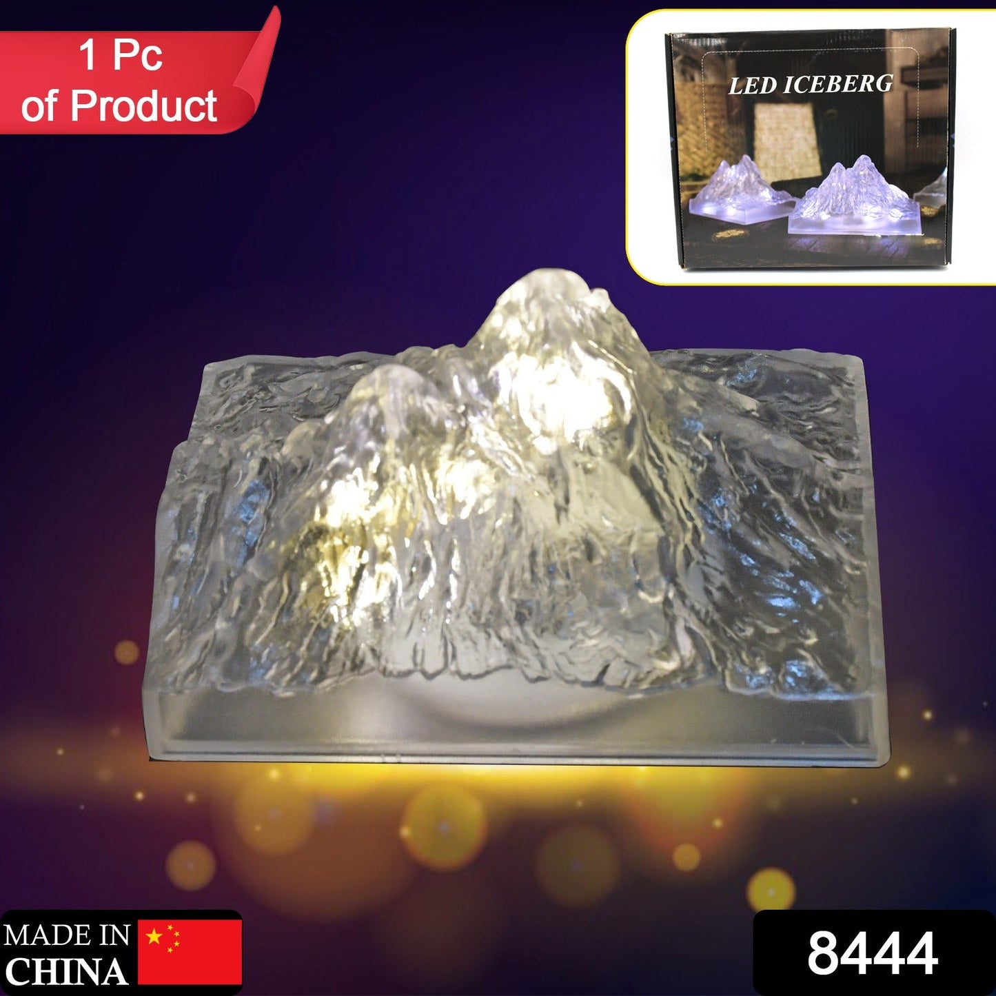 Unique Plastic Night Light: Flameless LED (Iceberg Design, Gift) - Springkart 