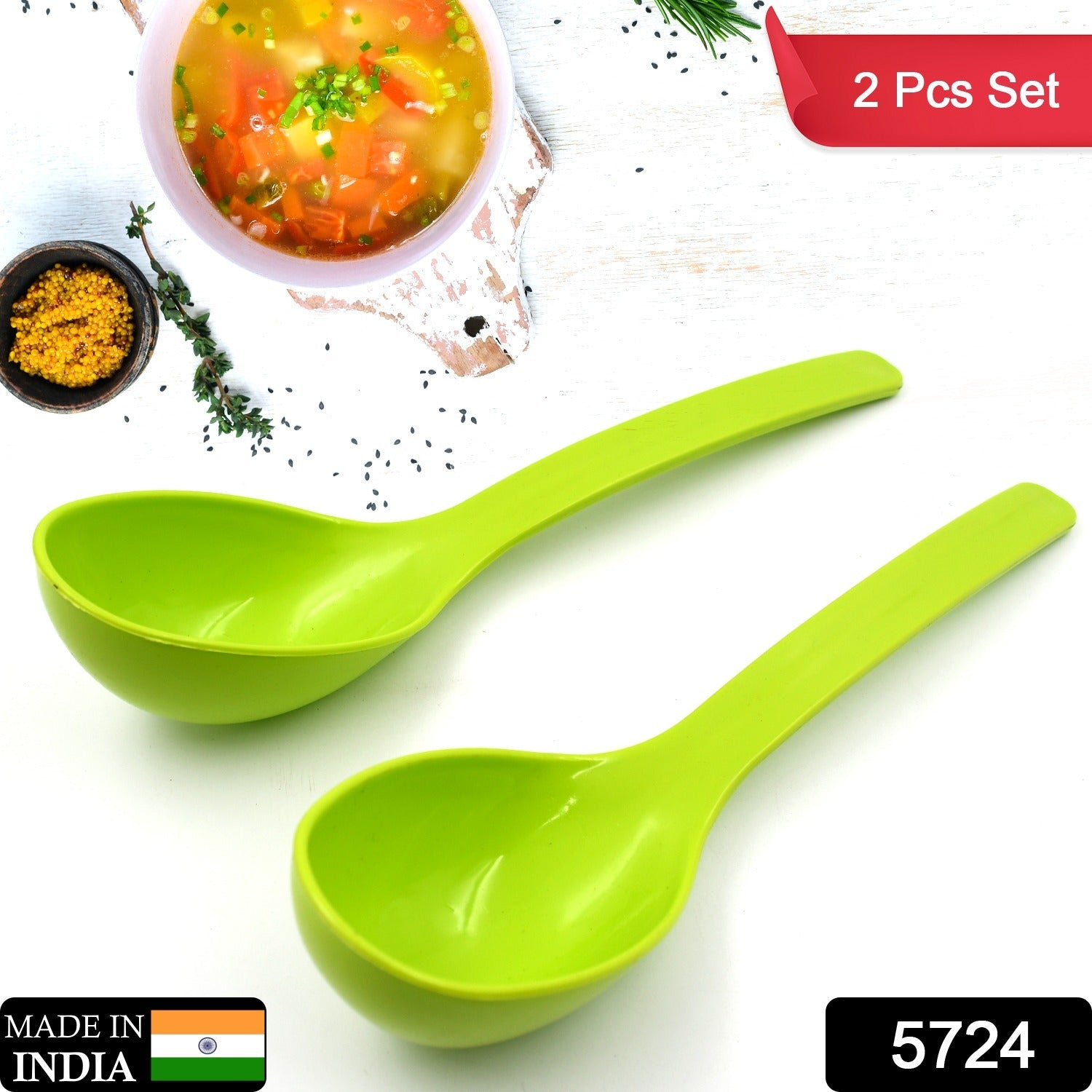 Plastic Spoon Kitchen Multipurpose Serving Ladle for Frying, Serving, Turner, Curry Ladle, Serving Rice, Spoon Used While Eating and Serving Food Stuffs Etc (2 Pcs Set / 10 Inch ) - Springkart 