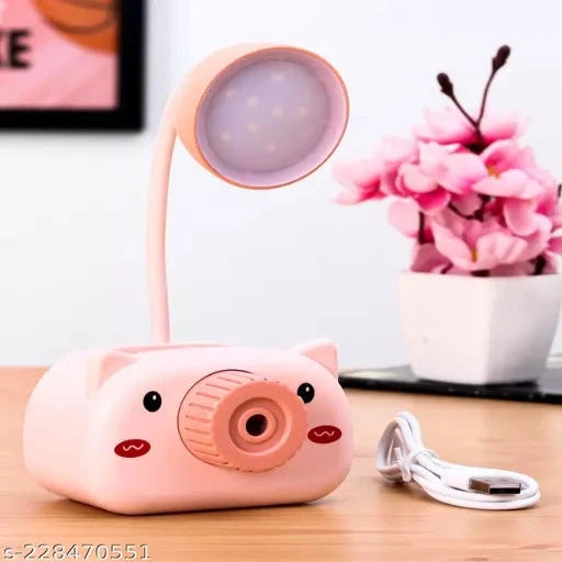Multifunctional Camera Style Table lamp Piggy Desk Lamp with Pencil Sharpener (Pink) - Springkart 