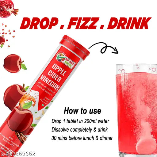 Apple Cider Vinegar Effervescent with mother for weight loss 15 tabs - Springkart 
