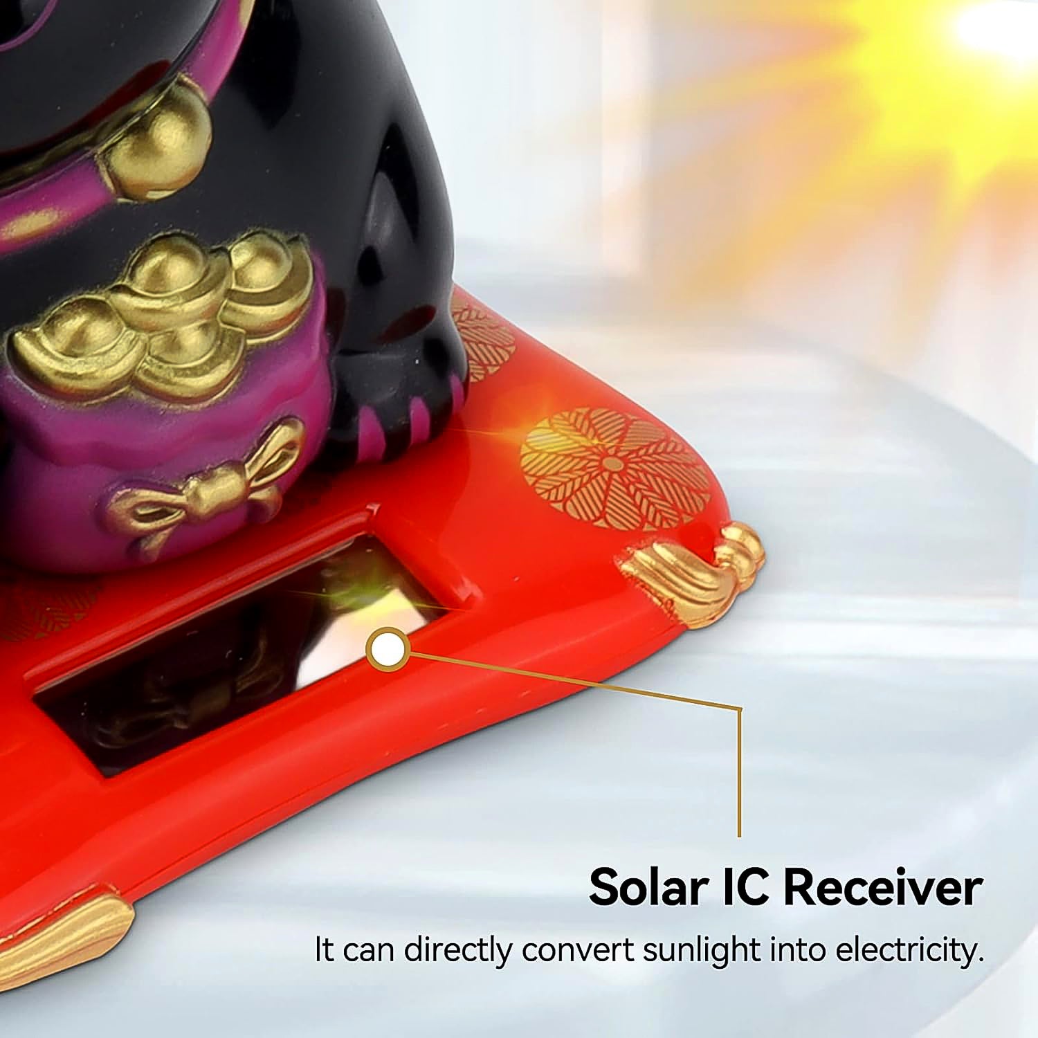 Solar Powered Happy Cat Beautiful With Arm Waves Wealth Cat (1 Pc Mix Color) - Springkart 