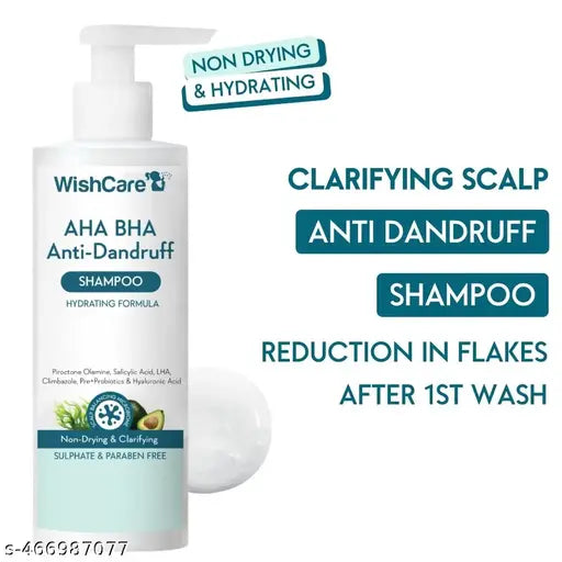 WishCare Hydrating Anti Dandruff Shampoo - 100% Dandruff Reduction - Removes Flakes & Hydrates Scalp - For Men & Women - 250ml
