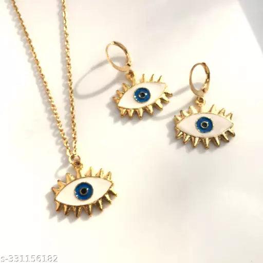 evil eye necklace set necklace and earring set - Springkart 