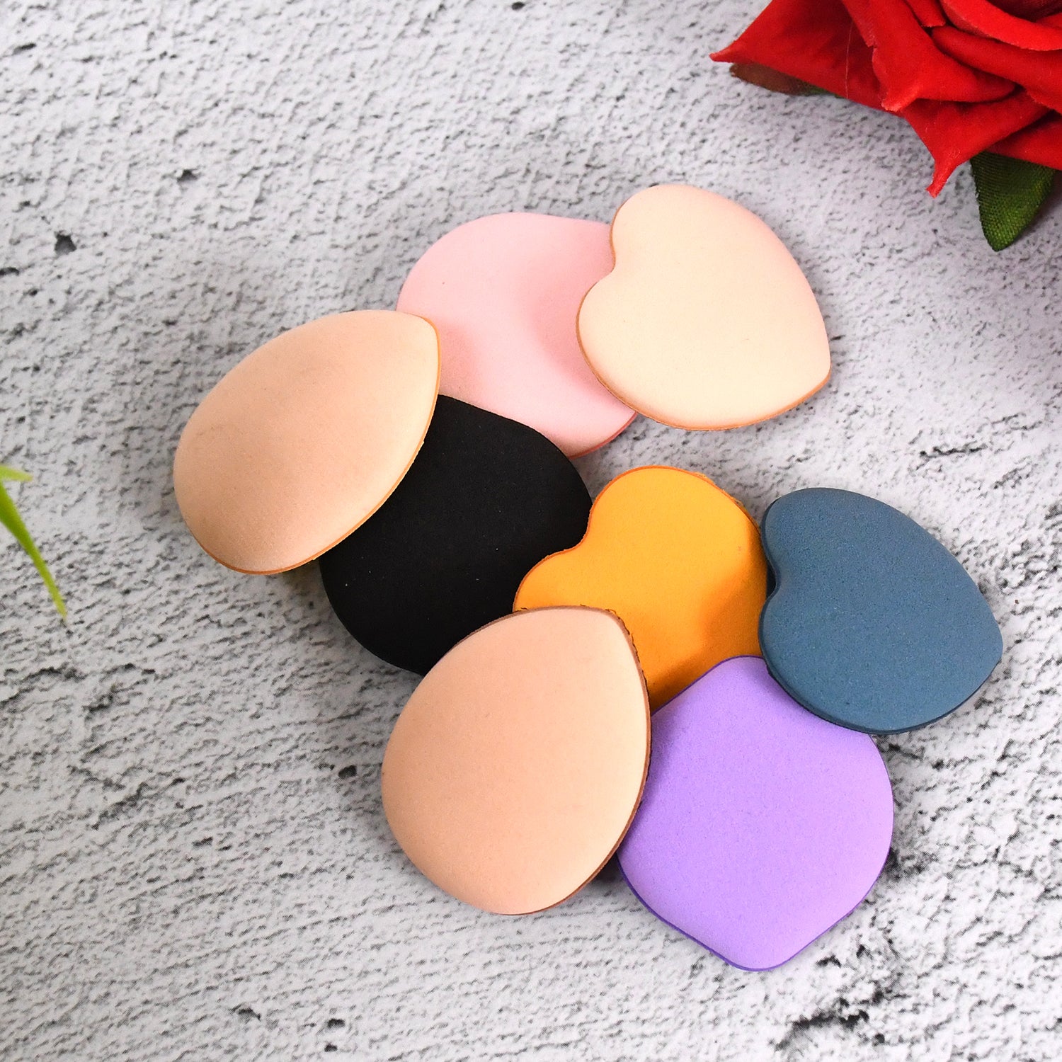 Mini Finger Makeup Powder Puff (Multicolour 8 Pcs Set) - Springkart 