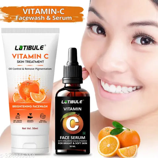 Vitamin c facewash (50ml)Skin Brigthening Facewash and Vitamon C Serum (30ML)For Oil Control & Remove Pigmentation Skin Care Combo