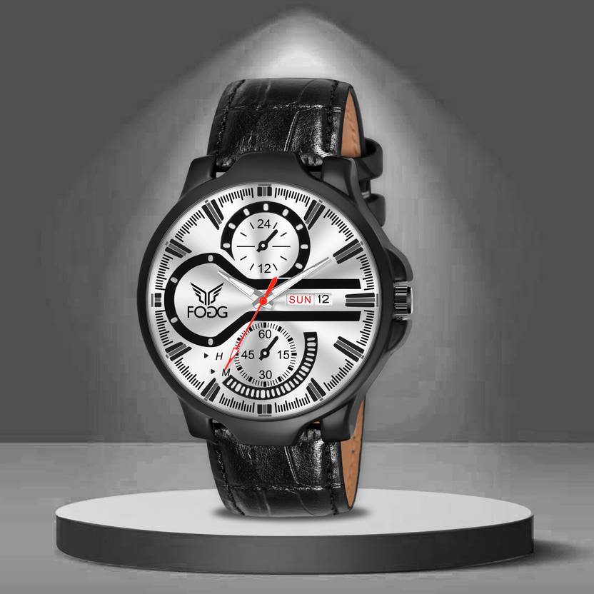 FOGG Day and Date Display Analog Watch  - For Men 1217-Silver