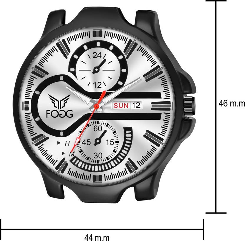 FOGG Day and Date Display Analog Watch  - For Men 1217-Silver