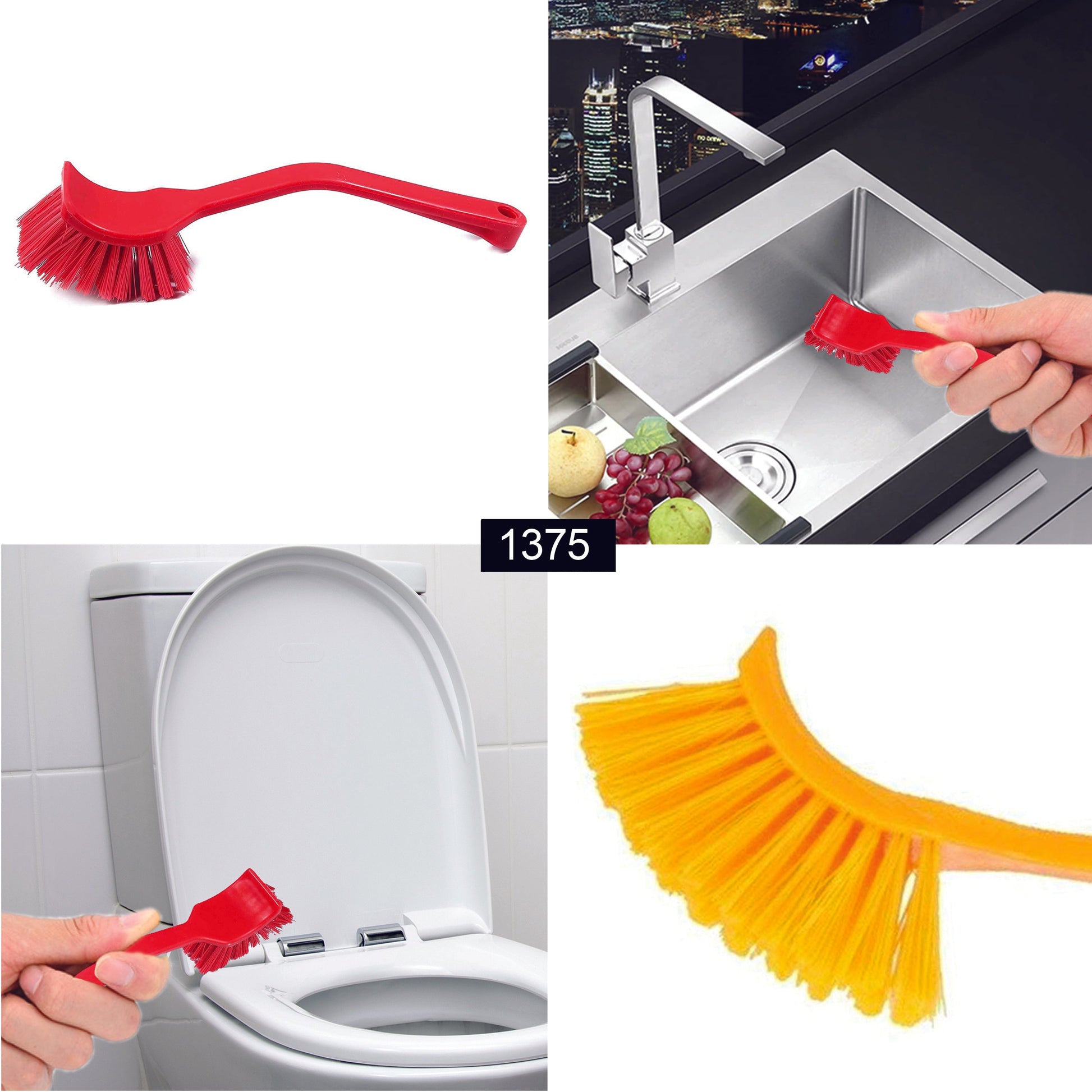 Plastic Wash Basin / Toilet Seat Cleaning Brush (Multicolour) - Springkart 