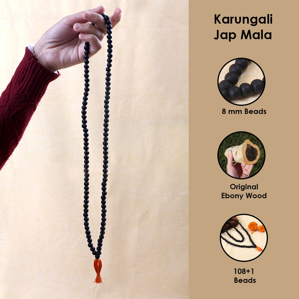 Govt. Lab Certified Original Ebony wood Karungali Mala.