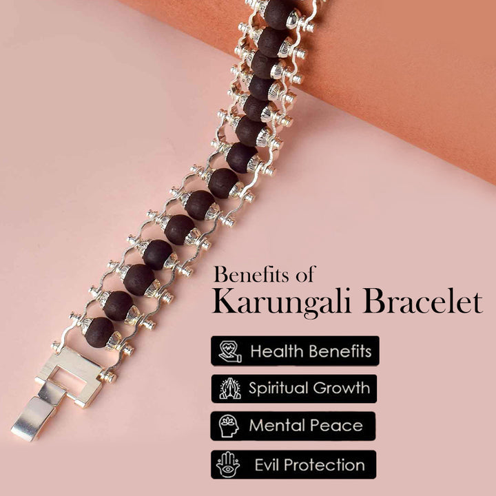 Buy Govt. Lab Certified Silver Plated Karungali Bracelet – PVD Finish
