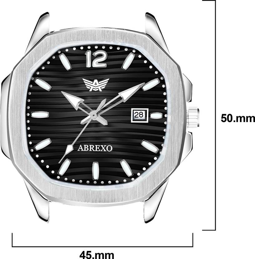 ABREXO Nautilus Series Date Working Square Black Dial Silver Quartz Watch For Boys Analog Watch  - For Men Abx4569-BK DT
