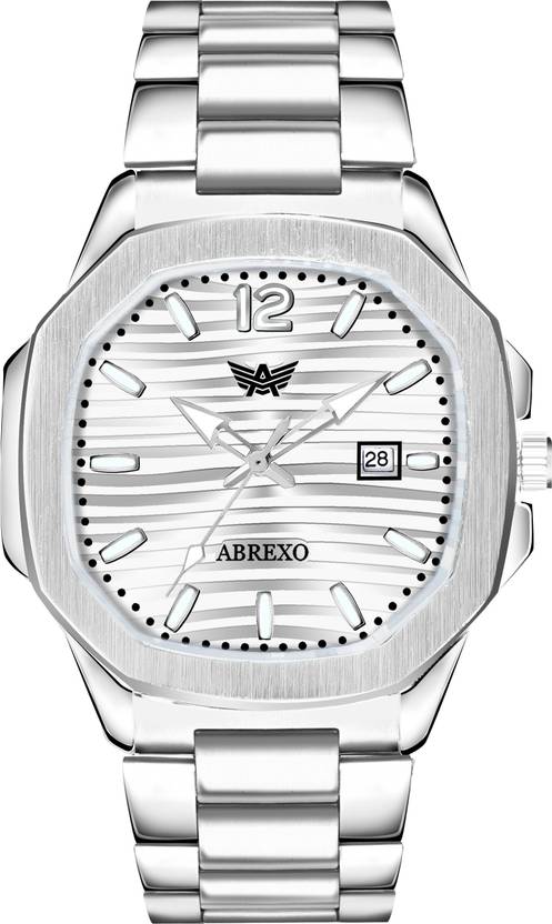 ABREXO Nautilus Series Date Working Square Silver Dial Silver Quartz Watch For Boys Analog Watch  - For Men Abx4569-SL DT