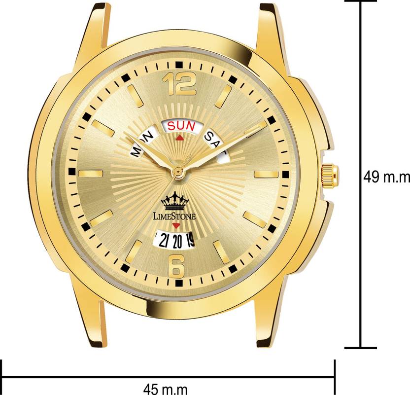 LIMESTONE Day & Date Original Gold Plated HMTS Quartz Analog Watch  - For Men LS2811