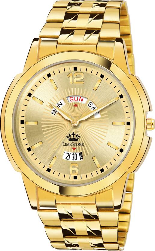 LIMESTONE Day & Date Original Gold Plated HMTS Quartz Analog Watch  - For Men LS2811