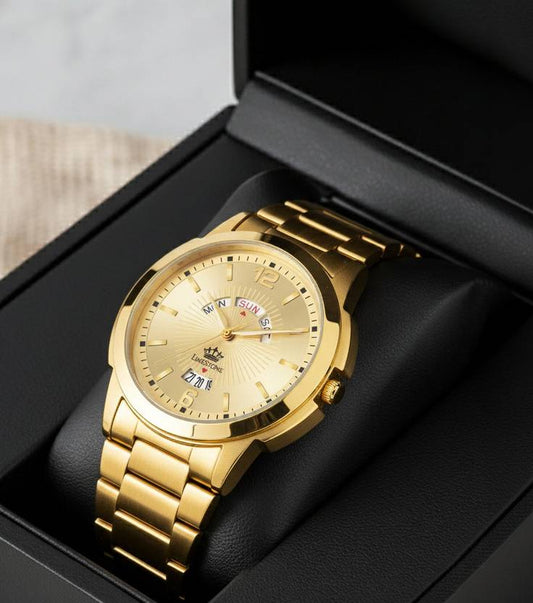 LIMESTONE Day & Date Original Gold Plated HMTS Quartz Analog Watch  - For Men LS2811