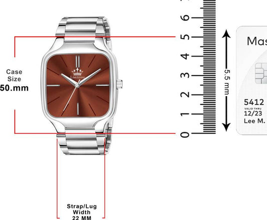LIMESTONE Sqaure Minimilst Design Steel Chain Quartz Analog Watch  - For Men LS3313
