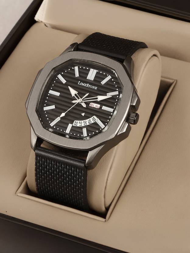 LIMESTONE OTUS Limited Grey Edition Day and Date Functioning Mesh Silicone Strap Quartz Analog Watch  - For Men OTUS059