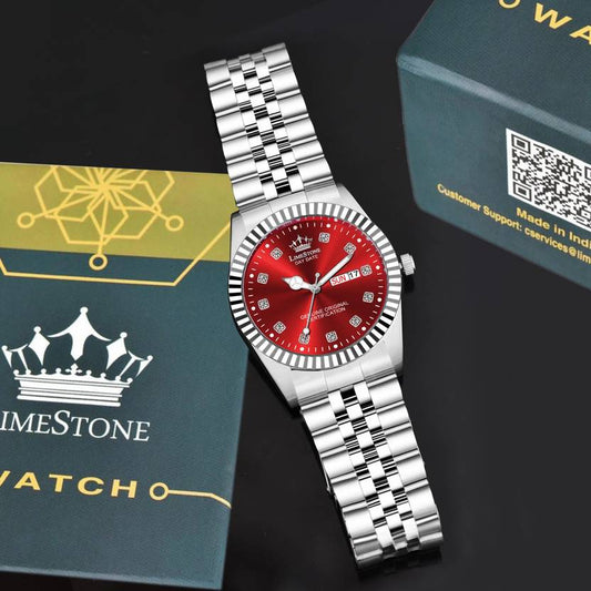 LIMESTONE Legacy Series Stainless Steel Day and Date Functioning | Stylish Chain | Quartz Analog Watch  - For Men RLX026
