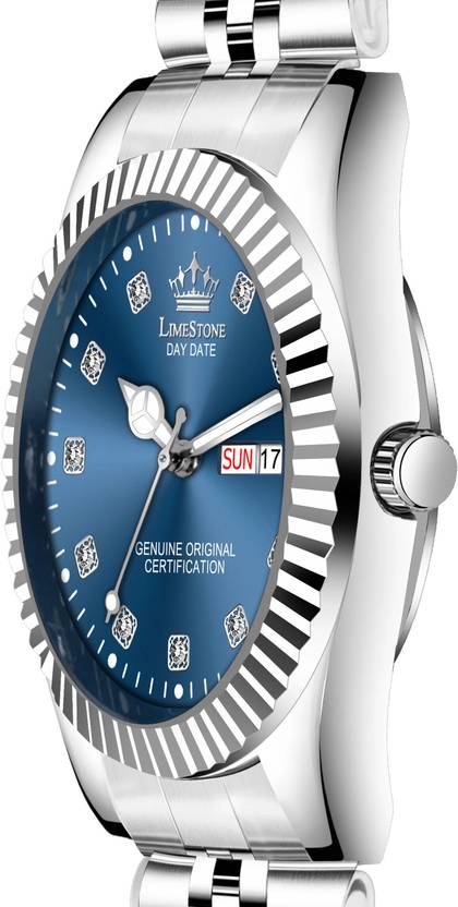 LIMESTONE Legacy Series Stainless Steel Day and Date Functioning | Stylish Chain | Quartz Analog Watch  - For Men RLX028