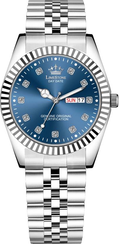 LIMESTONE Legacy Series Stainless Steel Day and Date Functioning | Stylish Chain | Quartz Analog Watch  - For Men RLX028