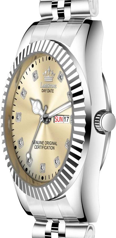 LIMESTONE Legacy Series Stainless Steel Day and Date Functioning | Stylish Chain | Quartz Analog Watch  - For Men RLX029