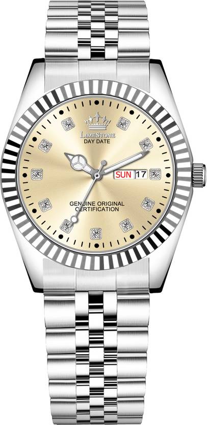 LIMESTONE Legacy Series Stainless Steel Day and Date Functioning | Stylish Chain | Quartz Analog Watch  - For Men RLX029